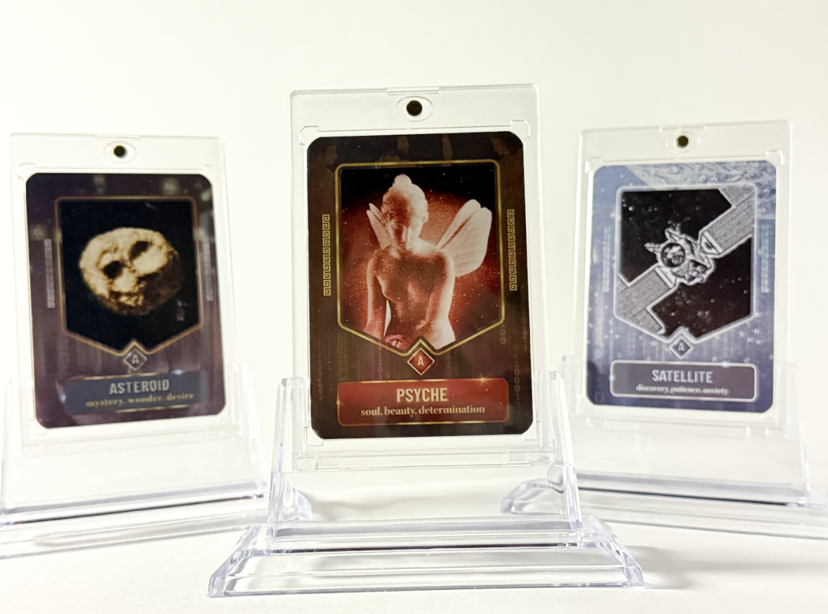 Trio of Psyche 16 Cards displayed in a case